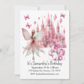 Invitation d'anniversaire de la fille de la fée lu (Devant)