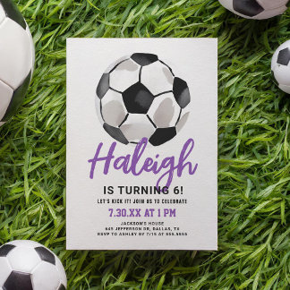 Invitation d'anniversaire de la fille de soccer vi
