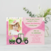 Invitation d'anniversaire de la fille de tracteur (Debout devant)