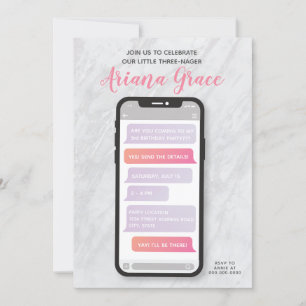 Invitation d'anniversaire de la fille de trois ans