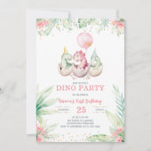 Invitation d'anniversaire de la fille Dinosaur (Devant)