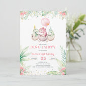 Invitation d'anniversaire de la fille Dinosaur (Debout devant)