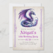 Invitation d'anniversaire de la fille Dragon (Devant)