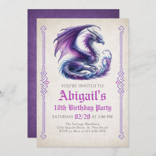 Invitation d'anniversaire de la fille Dragon