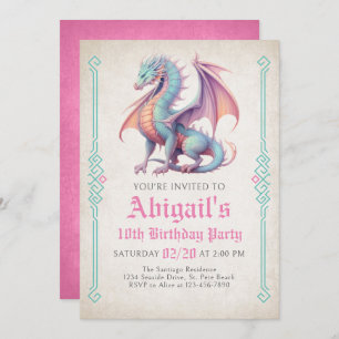 Invitation d'anniversaire de la fille Dragon