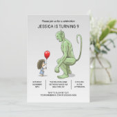 Invitation d'anniversaire de la fille et du troll (Debout devant)