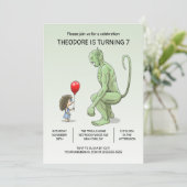 Invitation d'anniversaire de la fille et du troll (Debout devant)