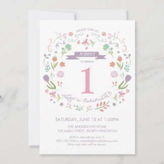 Invitation d'anniversaire de la fille - Florales m