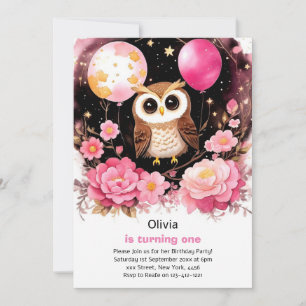 Invitation d'anniversaire de la fille Owl