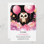 Invitation d'anniversaire de la fille Owl Kids (Devant / Derrière)