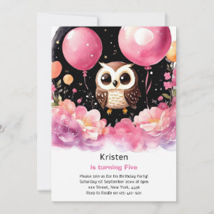 Invitation d'anniversaire de la fille Owl Kids