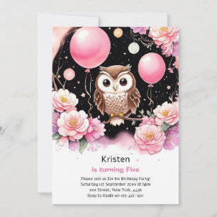 Invitation d'anniversaire de la fille Owl Kids