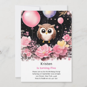 Invitation d'anniversaire de la fille Owl Kids