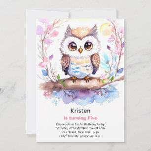 Invitation d'anniversaire de la fille Owl Kids