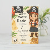 Invitation d'anniversaire de la fille Pirate, Ahoy (Debout devant)