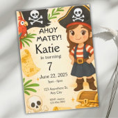 Invitation d'anniversaire de la fille Pirate, Ahoy
