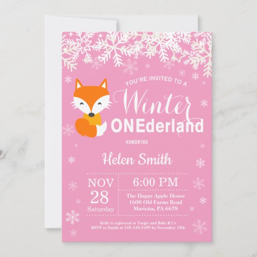 Invitation d'anniversaire de la fille renard Onede (Devant)
