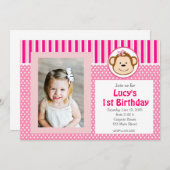 Invitation d'anniversaire de la fille rose (Devant / Derrière)