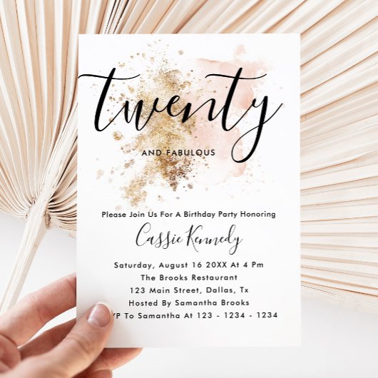 Invitation d'anniversaire de la fille rose et or 2