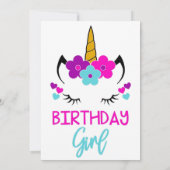 Invitation d'anniversaire de la fille thème Unicor (Dos)