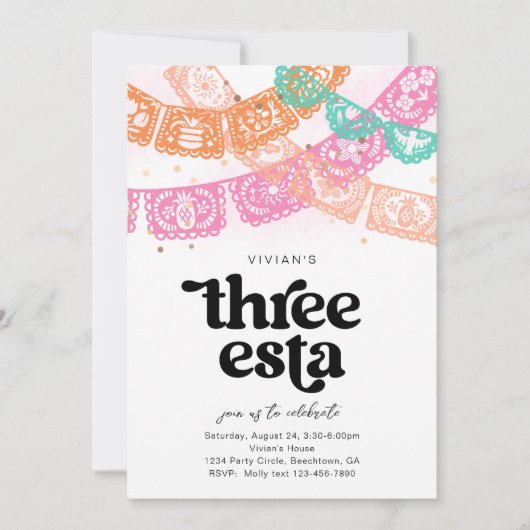 Invitation d'anniversaire de la fille Three Esta (Devant)