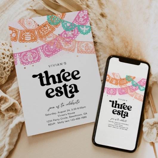 Invitation d'anniversaire de la fille Three Esta