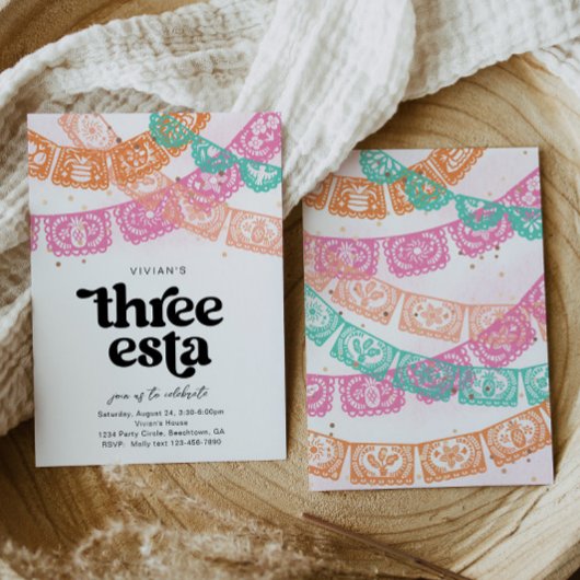 Invitation d'anniversaire de la fille Three Esta