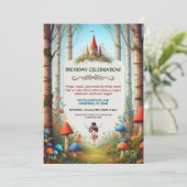 Invitation d'anniversaire de la forêt de Fairytale (Debout devant)