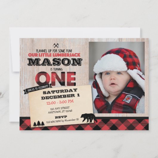 Invitation d'anniversaire de la forêt de Lumberjac (Devant)