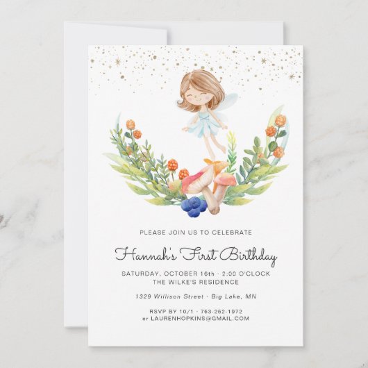 Invitation d'anniversaire de la forêt enchantée (Devant)