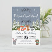 Invitation d'anniversaire de la forêt hivernale (Debout devant)