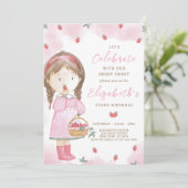 Invitation d'anniversaire de la fraise fille (Debout devant)