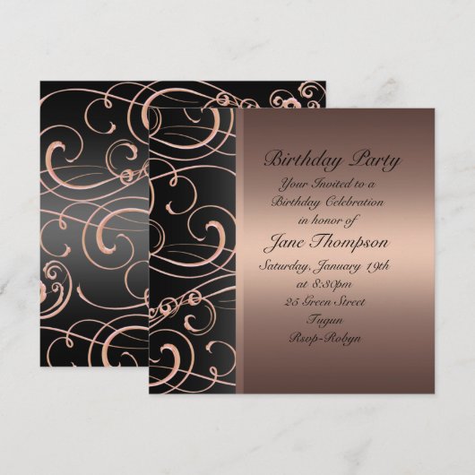 Invitation d'anniversaire de la frontière latérale (Devant / Derrière)