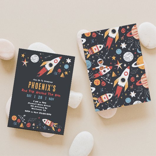 Invitation d'anniversaire de la fusée spatiale