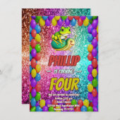 Invitation d'anniversaire de la grenouille et de l (Devant / Derrière)