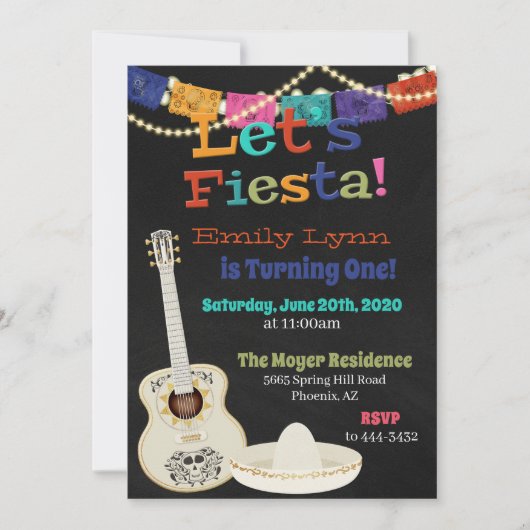 Invitation d'anniversaire de la guitare Fiesta (Devant)