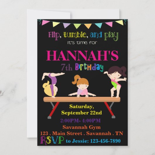 Invitation d'anniversaire de la gymnastique (Devant)