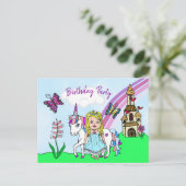 Invitation d'anniversaire de la jolie princesse bl (Debout devant)