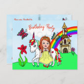 Invitation d'anniversaire de la jolie princesse et (Devant / Derrière)