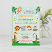 Invitation d'anniversaire de la jungle Animaux de (Debout devant)