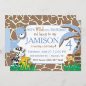 Invitation d'anniversaire de la Jungle Bleue (Devant / Derrière)