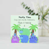 Invitation d'anniversaire de la Jungle Hippo (Debout devant)