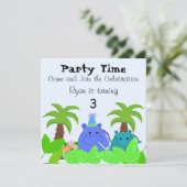 Invitation d'anniversaire de la Jungle Hippo (Debout devant)