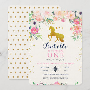 Invitation d'anniversaire de la licorne