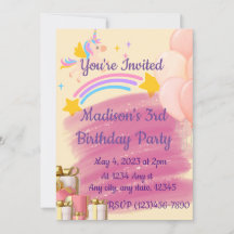 Invitation d'anniversaire de la licorne