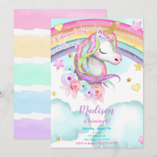 Invitation d'anniversaire de la licorne