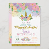 Invitation d'anniversaire de la licorne (Devant / Derrière)