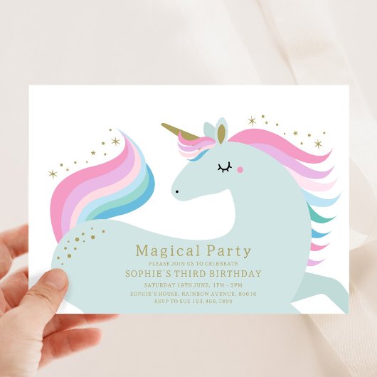 Invitation d'anniversaire de la licorne