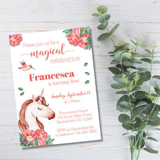 Invitation d'anniversaire de la licorne