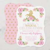 Invitation d'anniversaire de la licorne (Devant / Derrière)